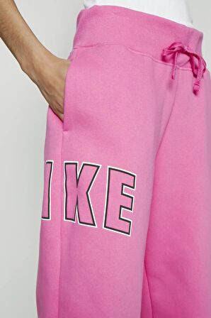 Nike Sportswear Phoenix Fleece Yüksek Belli Oversize Kesim Pembe Kadın Eşofman Altı