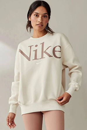 Nike Nsw Phoenix Fleece Os Logo Crew Oversize Kesim Kadın Sweatshrit