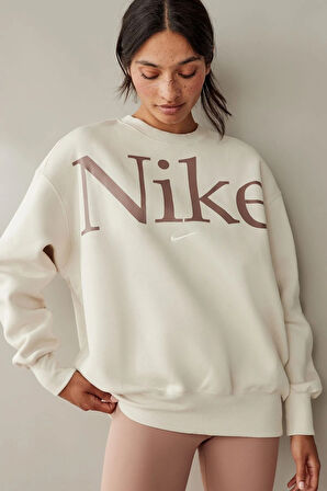 Nike Nsw Phoenix Fleece Os Logo Crew Oversize Kesim Kadın Sweatshrit