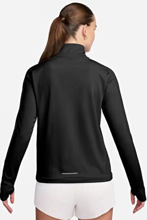 Nike Dri-Fit Swoosh Mid Kadın Siyah Çeyrek Fermuar Kadın Spor Sweatshrit 