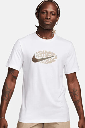 Nike Sportswear Swoosh Erkek Beyaz Pamuklu Kumaş Spor Tişört