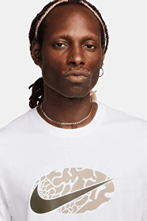 Nike Sportswear Swoosh Erkek Beyaz Pamuklu Kumaş Spor Tişört