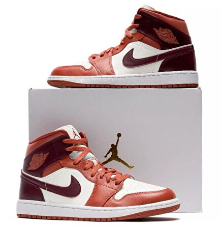 Air Jordan 1 Mıd Kahverengi Unısex Boğazlı Sneaker Ayakkabı BQ6472-200