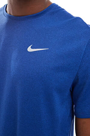 Nike Dri-Fit Uv Miler Ss Erkek Mavi Spor Tişört