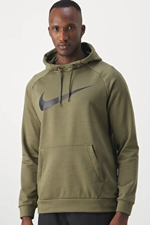 Nike Dri-Fit Pullover Training Hoodie Erkek Haki Spor Sweatshrit
