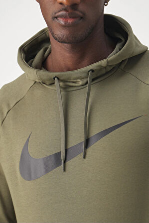 Nike Dri-Fit Pullover Training Hoodie Erkek Haki Spor Sweatshrit