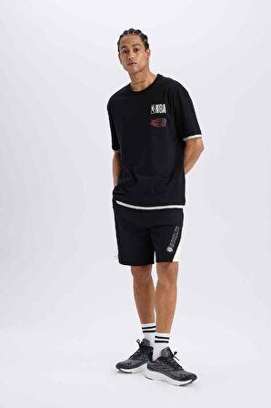 DeFactoFit NBA Brooklyn Nets Beli Bağcıklı Cepli Kısa Paça Şort C9253AX24AUBK81