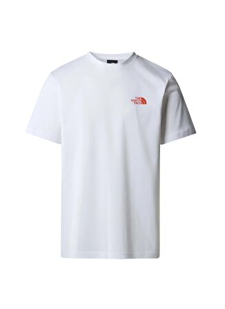 The North Face Beyaz Erkek Bisiklet Yaka Baskılı T-Shirt NF0A894ZFN41_M BINER GRAPHIC 4 TEE