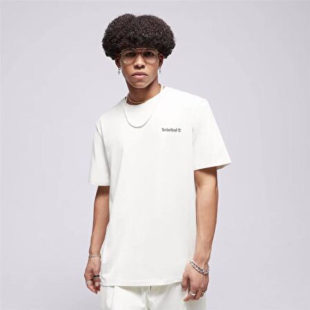 Timberland Small Linear Logo Print Tee Vıntage Whıte Erkek T-Shirt