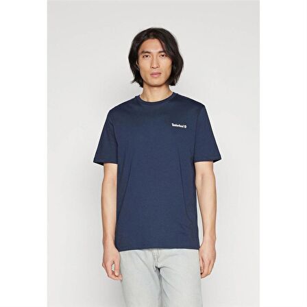 Timberland Small Linear Logo Print Tee Dark Sapphıre Erkek T-Shirt