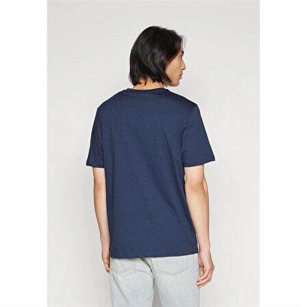 Timberland Small Linear Logo Print Tee Dark Sapphıre Erkek T-Shirt