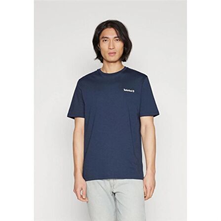 Timberland Small Linear Logo Print Tee Dark Sapphıre Erkek T-Shirt