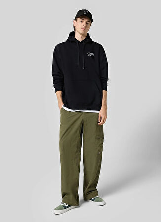 Siyah Erkek Kapüşon Yaka Normal Kalıp Sweatshirt VN000HNZBLK1-FULL PATCH PULLOVER