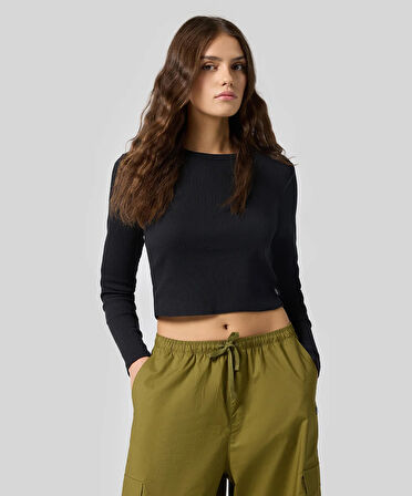 VANS Drew Rib LS Top kadin t-shirt VN000HHWBLK1