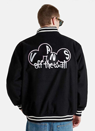 Siyah Erkek Normal Kalıp Zip Ceket VN000HMNBLK1-Scuttle Baseball Jacke