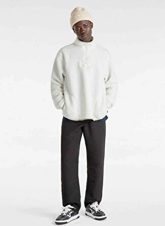 Krem Erkek Fermuarlı Yaka Normal Kalıp Sweatshirt VN000HPFFS81-VANS BOXED SHERPA QZIP