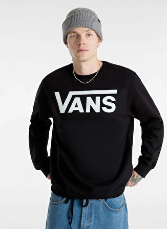 Siyah Erkek Bisiklet Yaka Normal Kalıp Sweatshirt VN000JSFY281-VANS CLASSIC III CREW