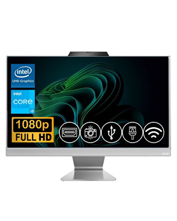 Asus i3-1315U 16GB DDR5 128GB M.2 SSD A3402WVAK-I38256W0D ATL5  23.8" Beyaz Fdos All In One Bilgisayar 
