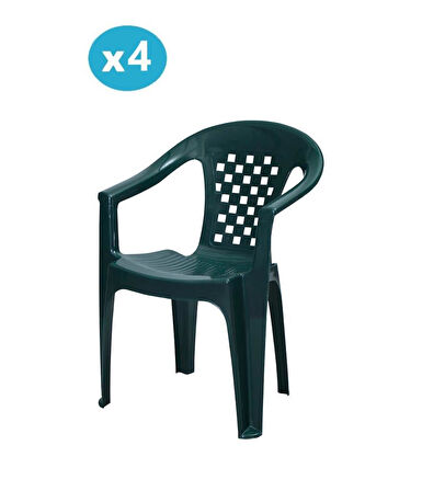 Omnipazar MT-GF147 Argento Plastik Bahçe Balkon Koltuk Sandalye 4'lü Set 