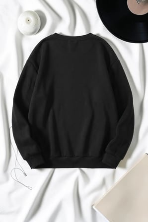 Unisex Baskılı Bisiklet Yaka Sweatshirt