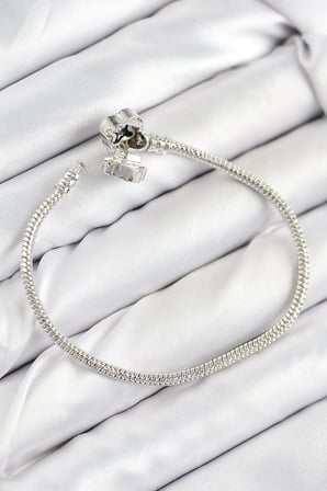 Pirinç Charm Zirkon Taşlı Yonca Model Gümüş Renk Kadın Bileklik