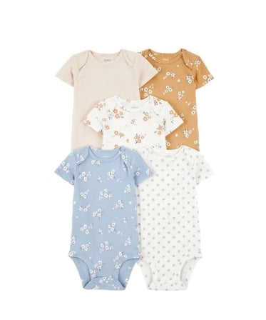 carters layette kız bebek kısa kollu 5li body 1t010810 renkli