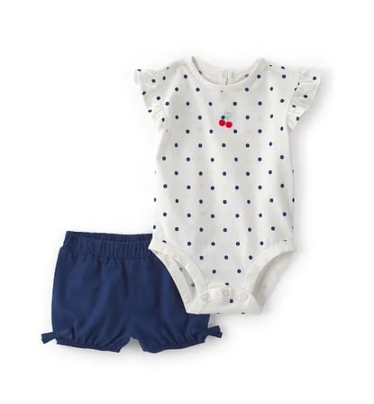 carters kız bebek body şort set 1u564310 mavi
