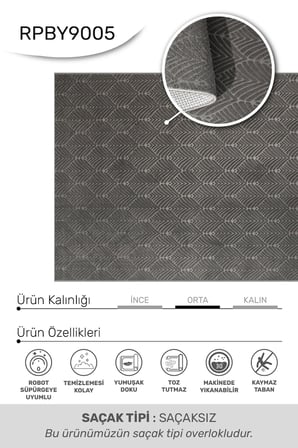 ANATOLIA HALI/Valen Pinterest Desen - ANTRASİT-Kaymaz Taban