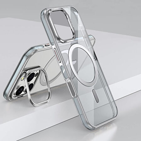 Gpack iPhone 16 Pro uyumlu Kılıf Wlons Magsafeli Renkli Çerçeve Standlı Efsane Kapak