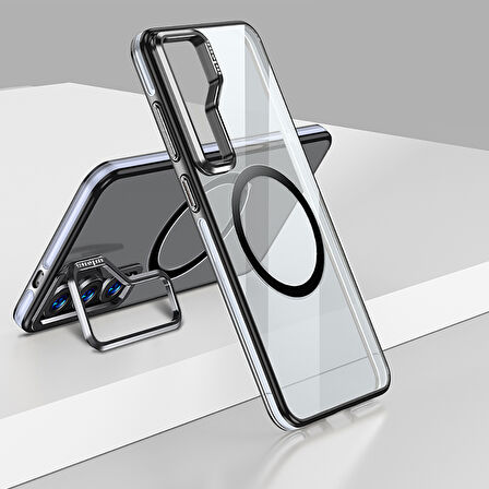 Gpack Samsung Galaxy S25 Plus uyumlu Kılıf Wlons Magsafeli Renkli Çerçeve Standlı Efsane Kapak