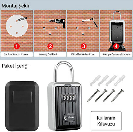 Mühlen Safe Key 7 | Askı Kelepçeli & Şifreli Anahtar Kasası