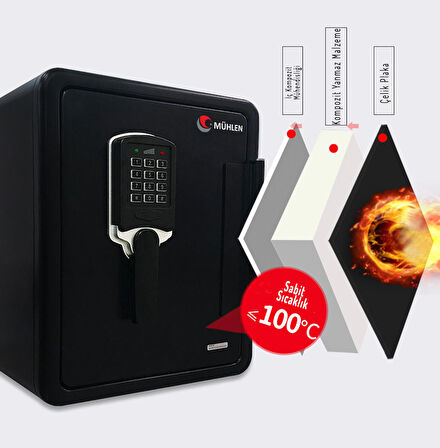 MÜHLEN Fire Safe YG 97 | Yangına ve Suya Dayanıklı Şifreli Çelik, Para ve Değerli Eşya Kasası