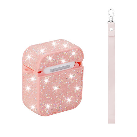 Gpack Airpods uyumlu Kulaklık Kılıfı Bilek Askı Aparatlı Simli Airbag 45