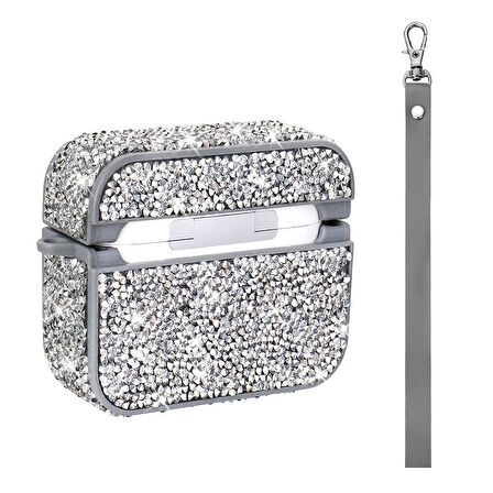 Gpack Airpods Pro uyumlu Kulaklık Kılıfı Bilek Askı Aparatlı Simli Airbag 45