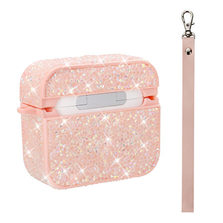 Gpack Airpods Pro uyumlu Kulaklık Kılıfı Bilek Askı Aparatlı Simli Airbag 45