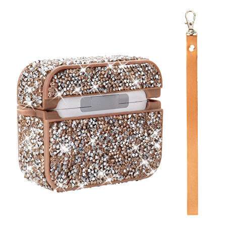 Gpack Airpods Pro 2 uyumlu Kulaklık Kılıfı Bilek Askı Aparatlı Simli Airbag 45