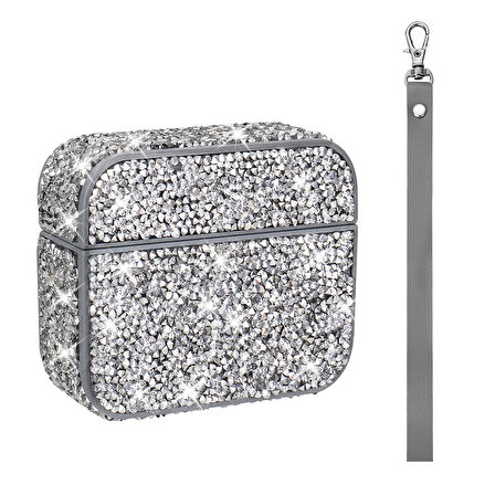 Gpack Airpods Pro 2 uyumlu Kulaklık Kılıfı Bilek Askı Aparatlı Simli Airbag 45