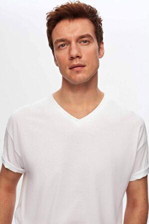 Ds Damat Slim Fit Beyaz T-Shirt 4HC141996755M 4HC141996755M