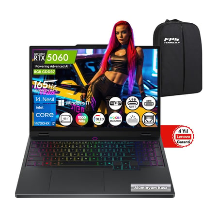 Legion 5 15IRX10 I7-14700HX RTX5060 64GB Ram 2tb SSD 15.1" Wqxga OLED 165Hz W11 83LY00KXTR Taşınabilir Bilgisayar