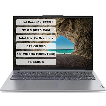Lenovo Thinkbook 16 21KH001ETR32 Intel Core i5-1335U 32GB 512GB SSD 16" WUXGA Freedos Gri Taşınabilir Bilgisayar