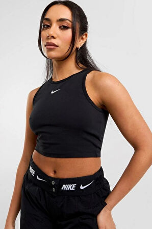 Nike Nsw Tank Top Gls  Dar Kesim Kadın Crop Siyah Tişört  