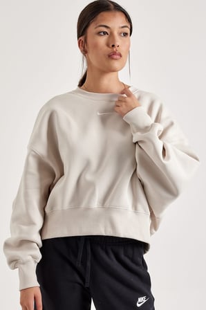 Nike Sportswear Essantial Collection Oversize Kesim Krem Rengi Kadın Sweatshrit