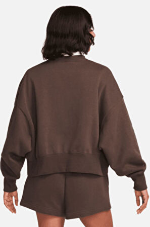 Nike Sportswear Essantial Collection Oversize Kesim Kahverengi Kadın Sweatshrit