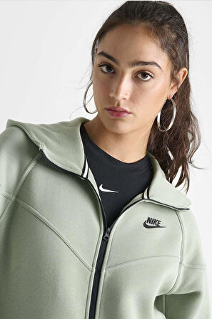 Nike Tech Fleece Windrunner Full-Zip Hoodie Su Yeşili Tam Fermuar Kapüşonlu Kadın Sweatshrit