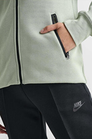 Nike Tech Fleece Windrunner Full-Zip Hoodie Su Yeşili Tam Fermuar Kapüşonlu Kadın Sweatshrit