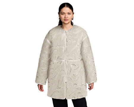 Nike Sportswear Cozy Long-Haired All-Over Swoosh Logo Lined Loose Full-Zip Kadın Ceket-FV8025-104