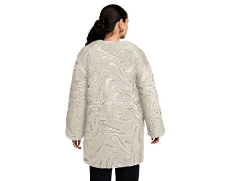 Nike Sportswear Cozy Long-Haired All-Over Swoosh Logo Lined Loose Full-Zip Kadın Ceket-FV8025-104