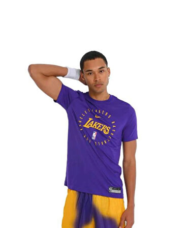 Nike Los Angeles Lakers NBA Dri-Fit Erkek Mor Basketbol T-Shirt HF0673-504