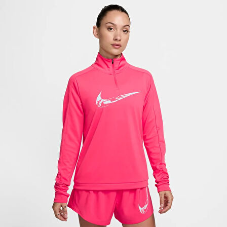 Swoosh Dri-FIT 1/4-Zip Running Mid Layer Pembe Kadın Çeyrek Fermuar Antreman Üstü