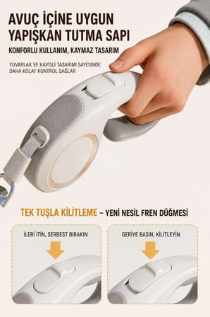 Otomatik Köpek Kedi Gezdirme Tasması Ergonomik Kilitli Kayış